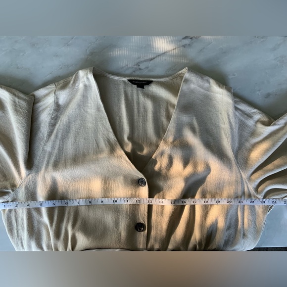 Banana Republic Sand Tan Shirt Dress XL Tall Button Down Short Sleeve Maxi - Picture 11 of 11